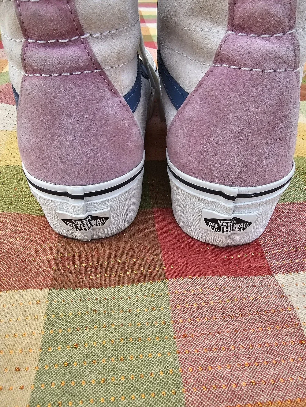 Vans Sk8-Hi MTE Sherpa Lined Suede Winter Sneakers Blue Cream Pink Women's 8